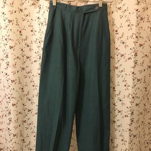 Vintage high waisted silk slacks green